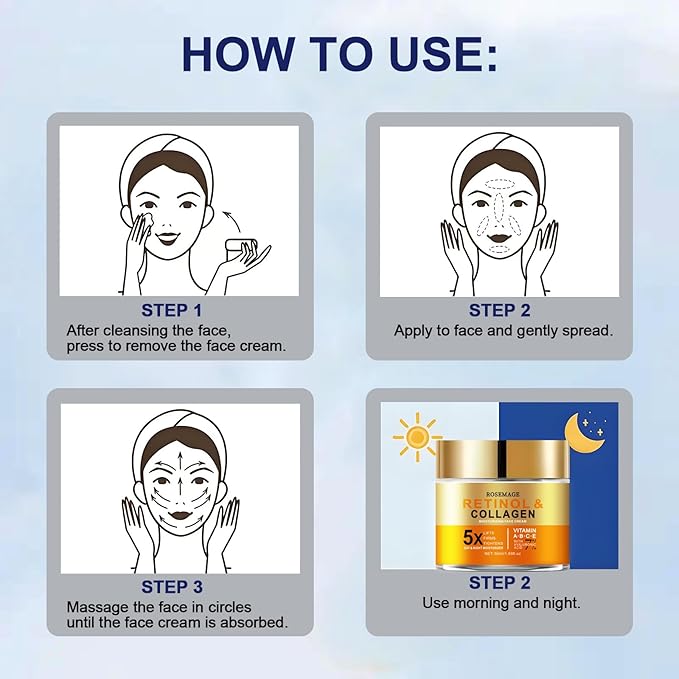 Retinol Cream for Face with Hyaluronic Acid, Anti Aging Wrinkle Cream for Women and Men, Day and Night Collagen Moisturizer to Minimize Wrinkles, Dryness