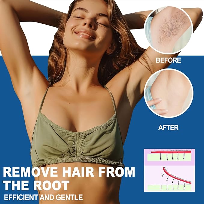 1 lb Hard Wax Beads for Sensitive Skin, 16 oz Waxing Beads for Women Men Brazilian Waxing at Home, Professional Wax Beans Hair Removal for Body, Bikini, Legs, Facial, Easy Use, Blue