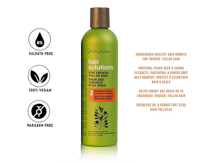 Peter Lamas Hair Solutions Scalp Energizing Hair Growth Conditioner - Biotin, Vitamin B, Trichogen, Baicapil, Aloe & Botanicals for Thicker, Fuller Hair, Anti-thinning, Reduced Flaking and DHT Buildup