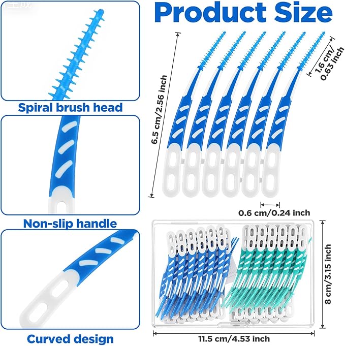 Sibba 96Pcs Silicone Dental Floss Picks, Premium Dual-Use Toothpicks Soft Pick for Teeth Cleaning, Disposable Interdental Brushes for Food Debris Removal Dental Nerve Care
