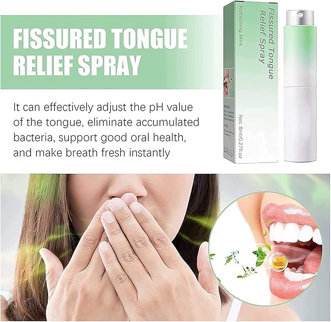Ujicde 2PCS Canada Polumna Fissured Tongue Relief Spray, 8ml Breath Freshener Spray, Polumna Fissured Tongue Treatment, Remove Bad Breath and Freshen Breath (Color : Mint)