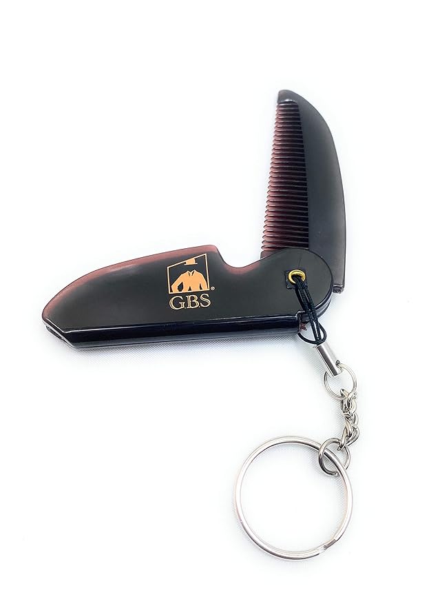 GENTS Folding Pocket Comb for Men - Travel Beard Mustache Hair Grooming Keychain Accessory Handmade