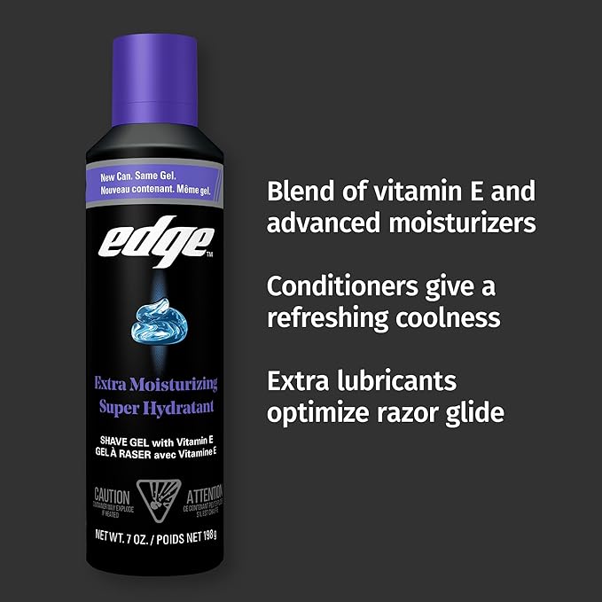 Edge Shaving Gel for Men, Extra Moisturizing with Vitamin E, (6 Pack) - Shave Gel For Men That Moisturizes, Protects and Soothes To Help Reduce Skin Irritation