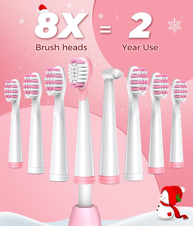 Sonic Electric Toothbrush for Adults, Power Electric Toothbrush with 8 Brush Heads, Travel Case, 40000 VPM Deep Clean 5 Modes, Rechargeable Toothbrushes Fast Charge 4 Hours Last 30 Days, Pink