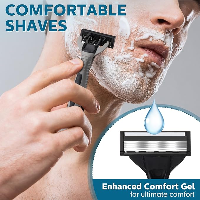 12 Pcs Men's Disposable Razors Bulk 5-blade Blade Razors for Men Set Sensitive Skin Razor Disposable Head Razor for a Smooth and Comfortable Shave