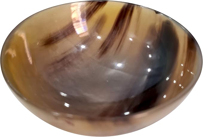 collectiblesBuy Genuine Ox Horn Shave Bowl Polished Finish Palm Shaving Soap Bowl Handcrafted Elegant & Unique Design