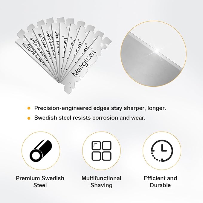 Single Edge Razor Blades Refills - 100 Count Swedish Premium Platinum Straight Razors Blades for Men - Sharp, Smooth and Comfortable Shaving