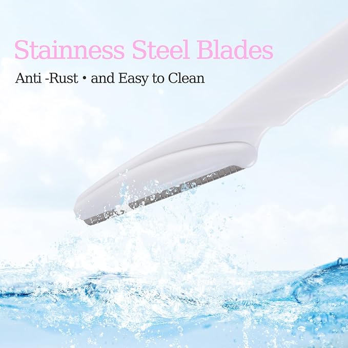40pcs Eyebrow Razor for Women, Face Shaver Kit Dermaplaning Tool for Peach Fuzz Removal, Stainless Steel Blades with Protective Covers | Eyebrow Trimmer, Facial Hair Removal (White)