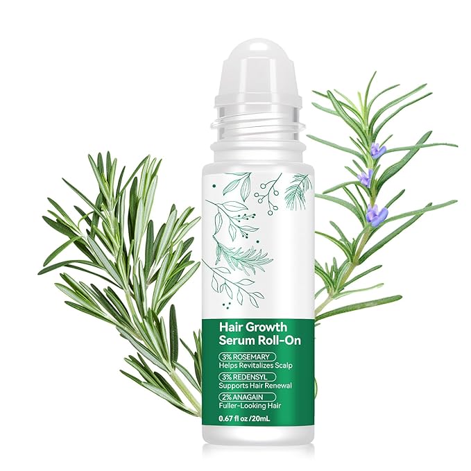 Rosemary Hair Growth Serum Roll On 20 ml – 3% Rosemary, 3% Redensyl, 2% AnaGain, Fast-Absorbing, Non-Greasy, Reduces Hair Fall, For Thinning Hair & All Hair Types (1)