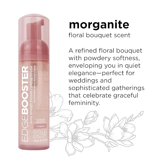 Style Factor EDGE BOOSTER Extra Strength Setting Mousse – Frizz Control, Extra Volume, and Conditioning – 6.4oz Morganite Mousse for Curly Hair