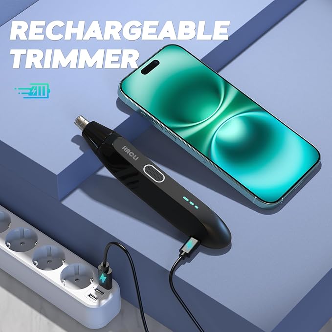 Nose Hair Trimmer for Men Women - Electric Nose Hair Clipper with Replaceable Stainless Steel Blade, Powerful 8000RPM Motor, Wet/Dry Use, Travel Lock, Portable Design USB Rechargeable