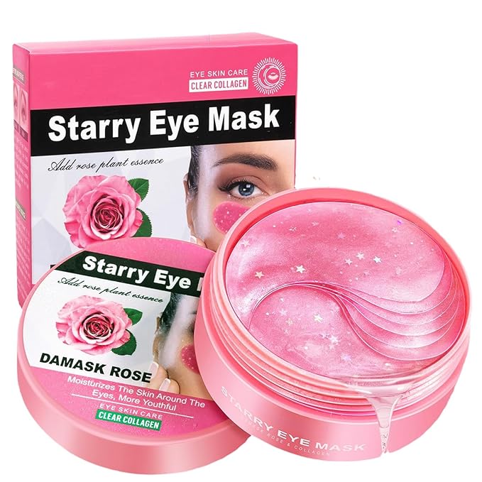 Rose Eye Patches 2-Pack (120 PCS), Hydrating & Soothing Eye Mask Skincare, Collagen Eye Gel, Under Eye Patches for Puffiness | Alcohol-free & Phthalates-free