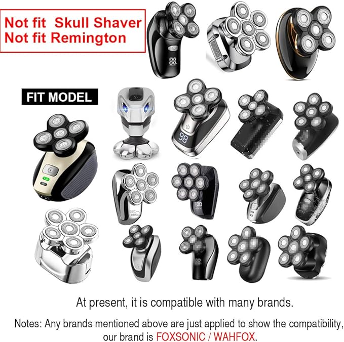 WAHFOX 7D Universal 7 Heads for HeadShaver,and Other Brand Head Shaver Replacement Blades, 7 Heads Beard Cutter Replacement Blade Easy Install Electric Razor Shaver
