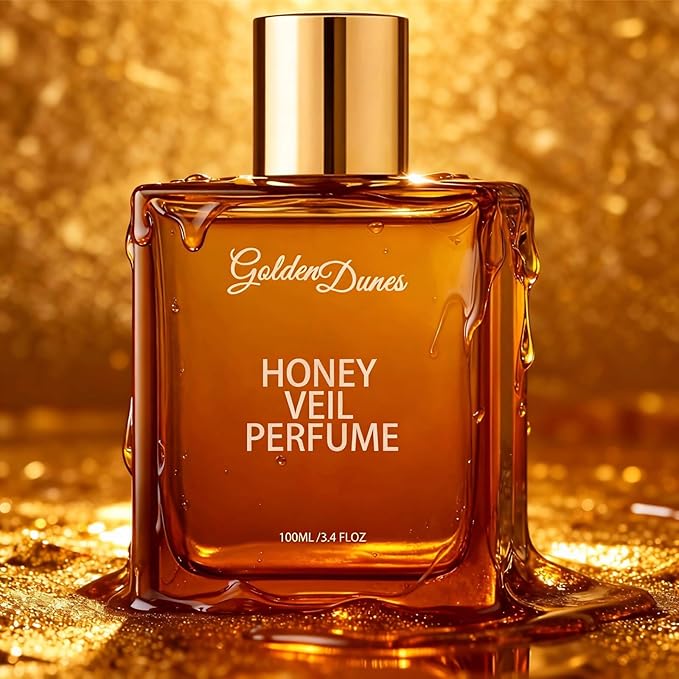 Golden Dunes Honey Veil Eau de Parfum – Honey, Oud, Patchouli, Vanilla & Bergamot with Floral-Amber Spicy Notes, Clean Vegan Essential Oils, Long-Lasting Unisex Fragrance, 100 ml