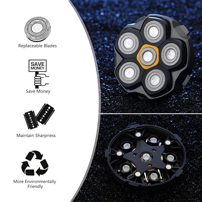 2 pcs Half of the 6 Blade Magnetic Replacement Shaving Head， Head shaver replacement heads