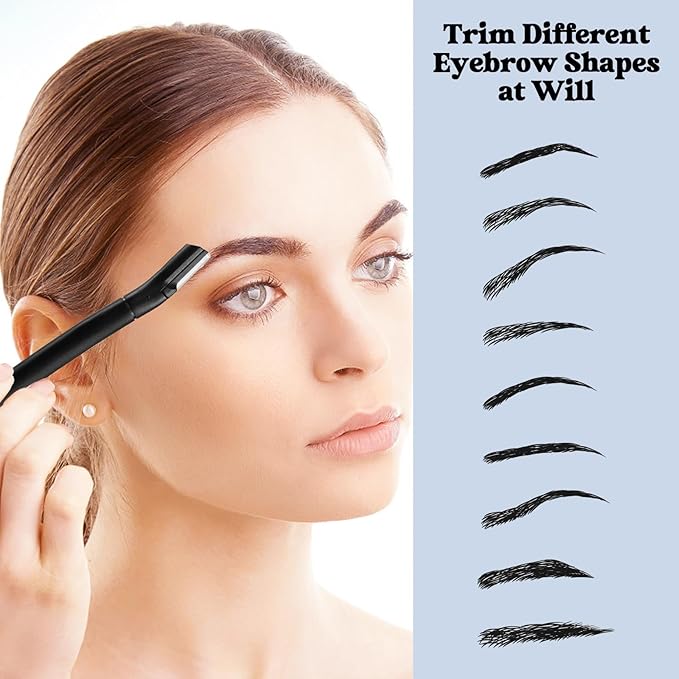 6 PCS Black Eyebrow Razor Set Face Razor for Women and Men, Multipurpose Dermaplaning Tool, Eyebrow Hair Trimmer, Face Shaver with Protective Cover, 3 Pcs Long Handles and 3 Pcs Short Handles