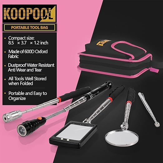 Telescoping Magnetic Pickup Tool Set, Inspection Mirror Telescoping, LED Flashlight, Cool Gadgets for Men, Stocking Stuffers, Gifts for Dad, Husband, Kids, Boyfriend, Magnet Stick
