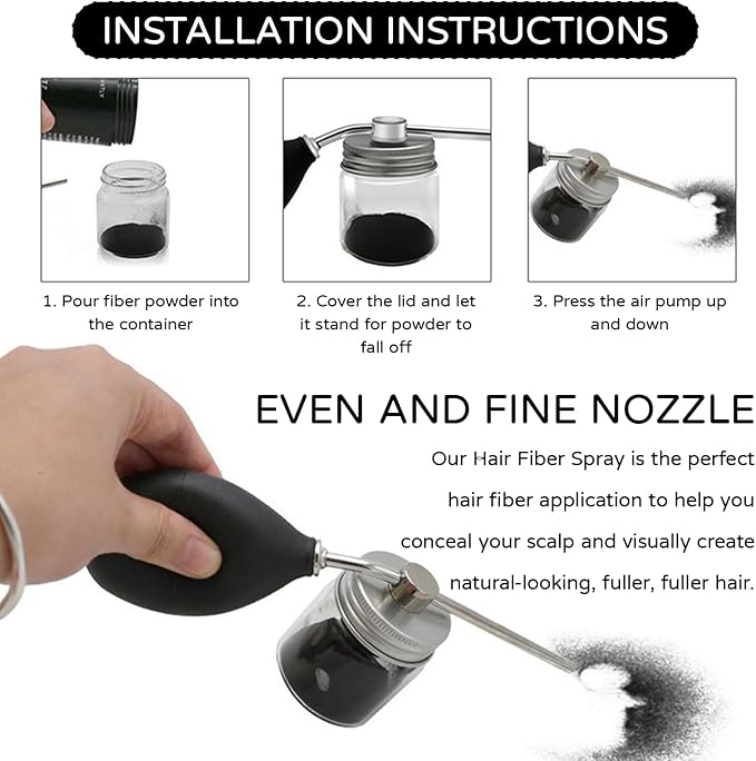 Hair Fiber Spray Bottle With Hairline Optimizer,Spray Applicator,Hair Fiber Spray Applicator,For Hair Building Fibers, Dry Shampoo And Cosmetic Powders