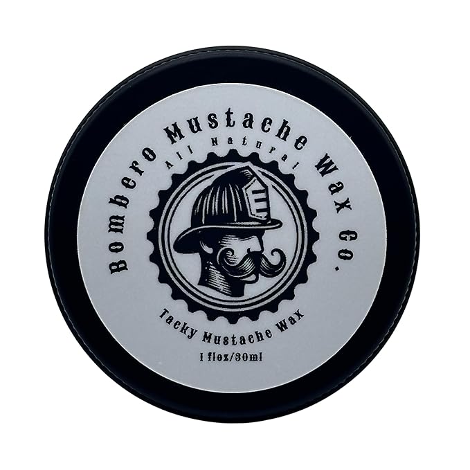 Mustache Wax Tacky hold - Bombero Mustache Wax Co. - Tacky Application, medium/strong hold, restyleable - Most Advanced All Natural Formula Holds up to Hard Work and Exercise - 1OZ tin (Mint)
