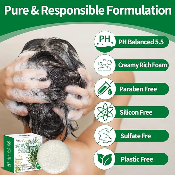 2 Pack Rosemary Oil Shampoo Bars and Conditioner Set,Bar Shampoo and Conditioner for Men and Women, Strengthens Hair, Thickens Strands, Controls Oil, Supports Scalp Health, Reduces Hair Loss