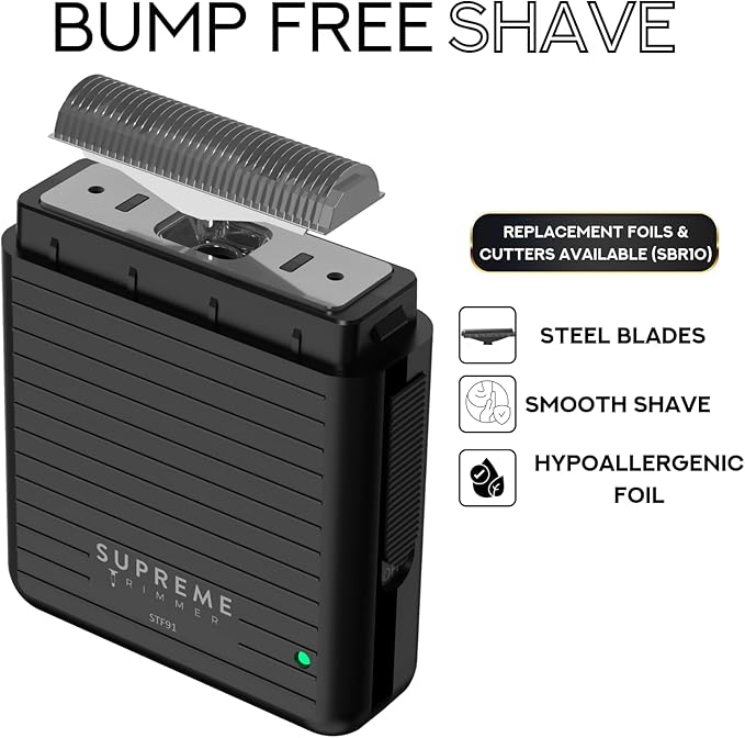 Supreme Trimmer Solo Lite Foil Shaver for Men | Rechargeable Electric Razor + 90 Min Runtime, Type-C USB Fast Charging | Lightweight Travel Shaver, Easy to Carry | STF91