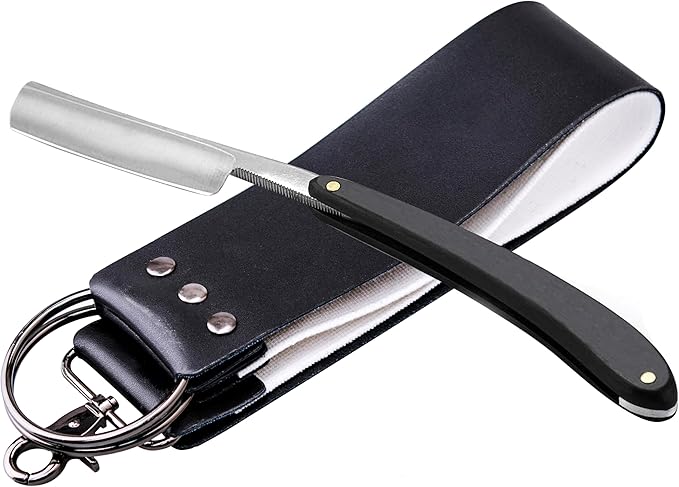 Grandslam Straight Razor Shave Ready Handmade Sharpened, 420 Steel Straight Razor Blade, 2 Layers Long Leather Canvas Strop, Sharpening Stone,2 Side Grit 3000 Waterstone Knife Sharpener