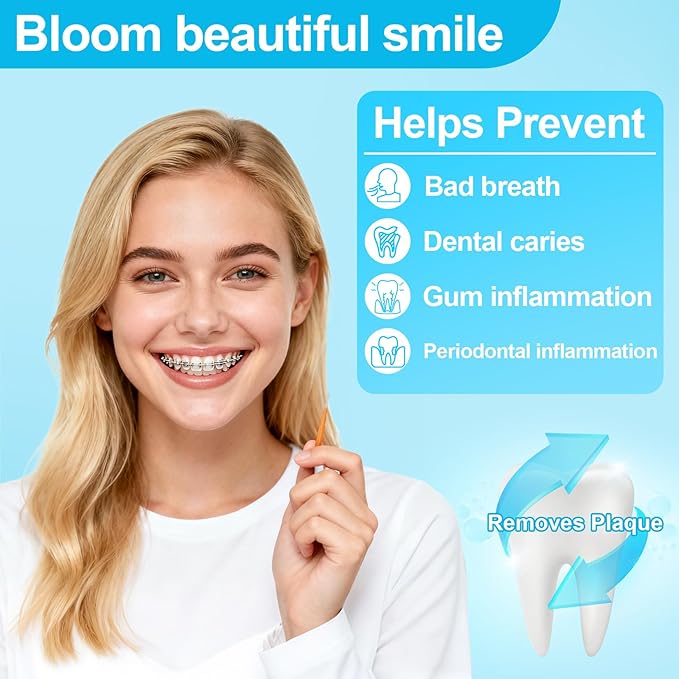100 Pcs Interdental Brushes Between-Teeth Disposable Braces Brush for Teeth,Interproximal Dental Brush Picks,Toothpick Dental Flossing Oral Hygiene Cleaning for Home,Travel,Work,School
