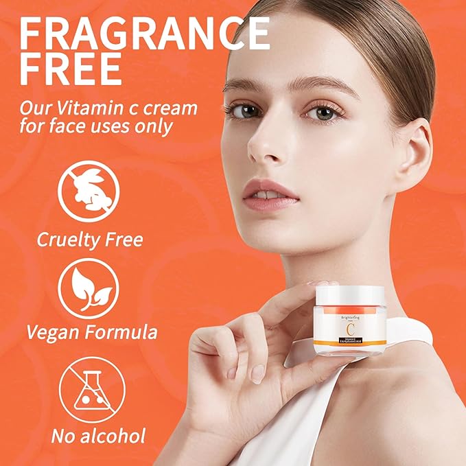Vitamin C Face Cream, Vitamin Moisturizer C Creams with Hyaluronic Acid Squalane, V C Cream Face For Fine Lines & Tightening Skin Wrinkles, Antioxidant Firming Cream
