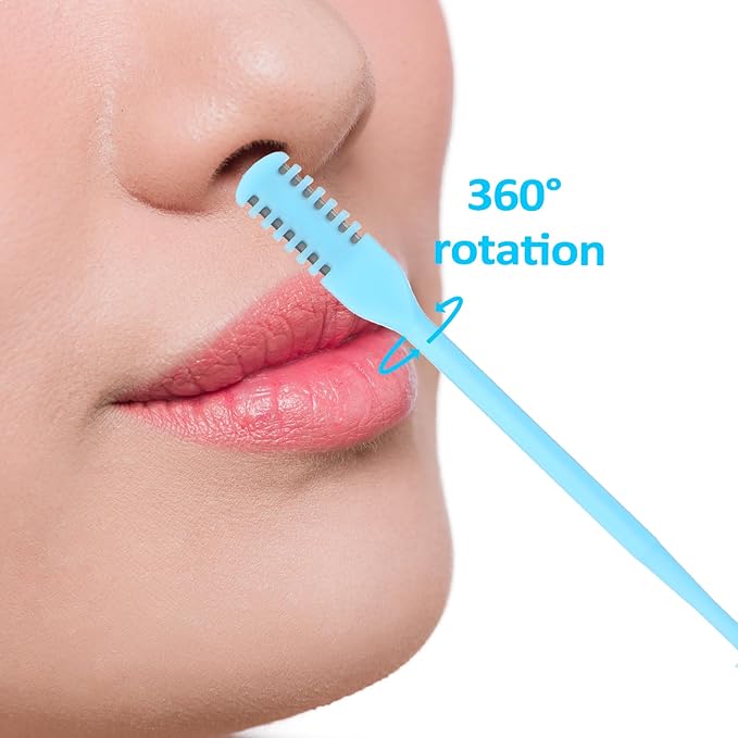 2-in-1 Nasal Hair Cutter Double Sided Nose Hair Knife Nose Hairs Trimmer 12PCS Portable Nostril Hairs Remover Tool 360° Rotating Manual Nosehair Blade for Women Men Personal Cleaning with Case