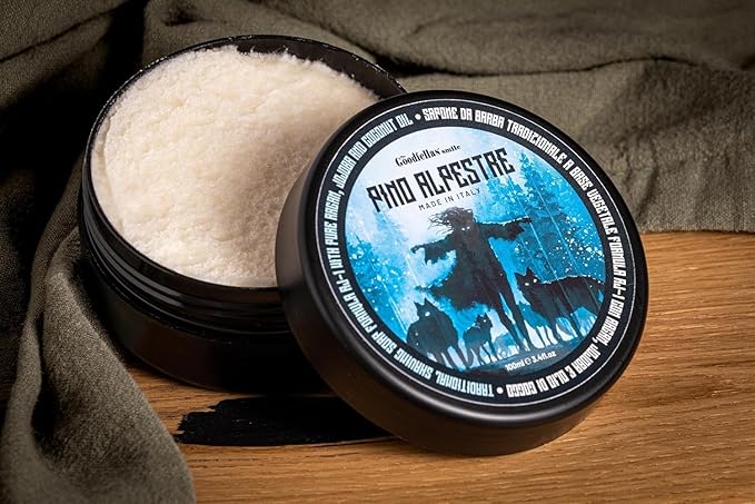 The Goodfellas’ Smile PINO ALPESTRE (Alpine Pine) Italian Shaving Soap – Artisan Semi-Soft Soap for Rich Brush Lather, Wet Shave Routines & Razor Prep