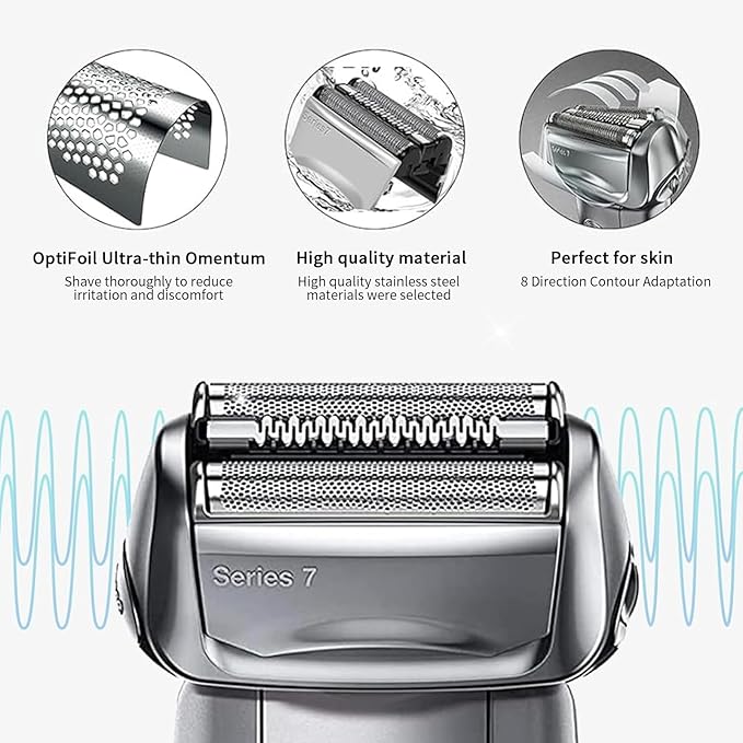 2Pack Series 7 Replacement Head for Braun Series 7 Foil Shaver Replacement Heads Compatible with 70s Replacement Compatible with Series 7 Shavers 70s 720,750CC, 760CC,790CC,9565 Foil Shaver