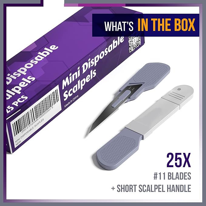 Mymed Mini #11 Dermaplane Razor for Women Face, Manual Shaving Razor, Pack of 25