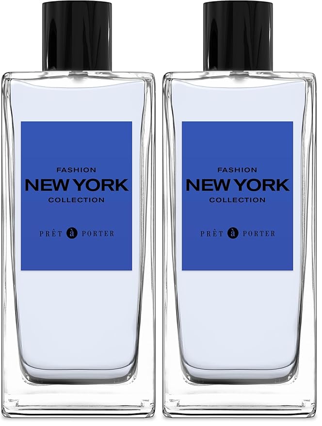 Pret à Porter City Collection New York Eau de Parfum 3.4 fl oz (Pack of 2), Notes of Juniper Berries, Wood, and Cedarwood, Men's Fragrance, Long Lasting, Everyday Fragrance, Travel Size