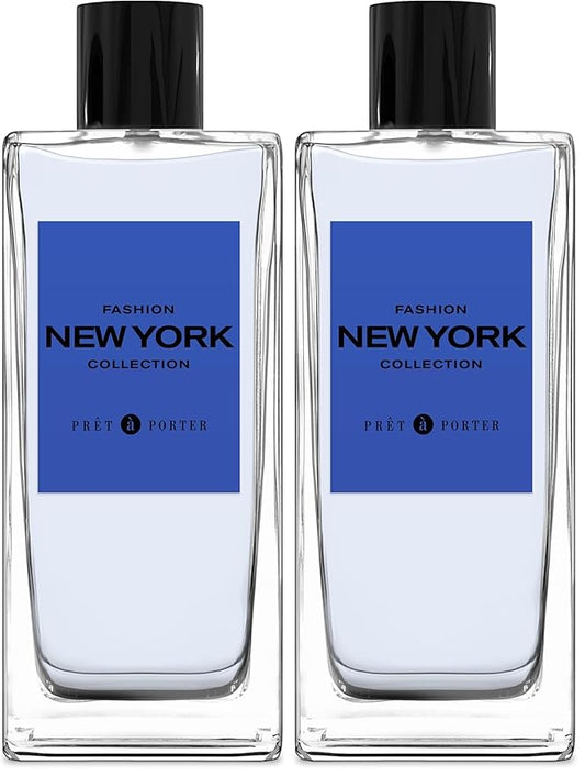 Pret à Porter City Collection New York Eau de Parfum 3.4 fl oz (Pack of 2), Notes of Juniper Berries, Wood, and Cedarwood, Men's Fragrance, Long Lasting, Everyday Fragrance, Travel Size