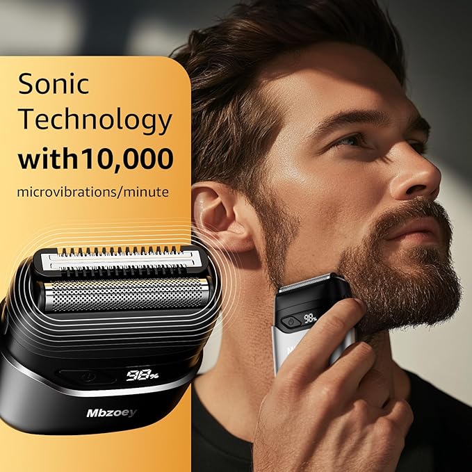 Mini Electric Razor for Men:Foil Shavers for Men, IPX7 Waterproof Cordless Razor with LED Display & Fast Charge - End High - Micro-Comb Technology & Precision Blades
