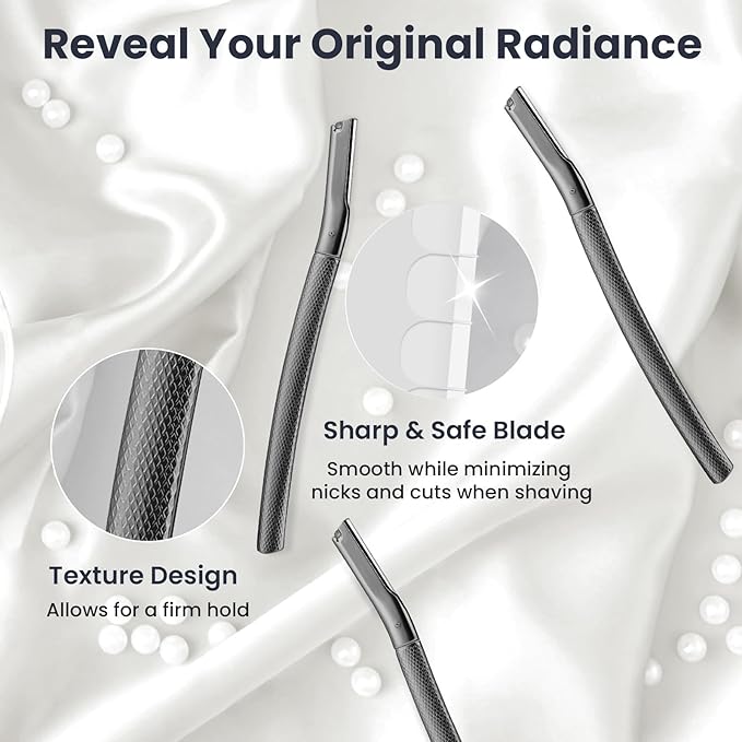 AIBRIT PRO Dermaplaning Tool for Face, Dermaplane Razor for Peach Fuzz with Metal Grip, Professional Eyebrow Razor for Women, Facial Razor for Women Black (12 Replaceable Blades)