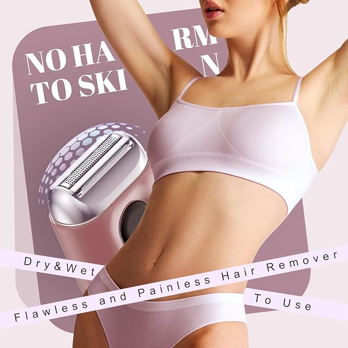 Cordless Electric Shaver for Women: Mini Electric Razors with LED Display - Rechargeable Bikini Trimmer - IPX7 Waterproof Wet Dry Face Razor for Body Pubic Leg Valentine's Day Gifts