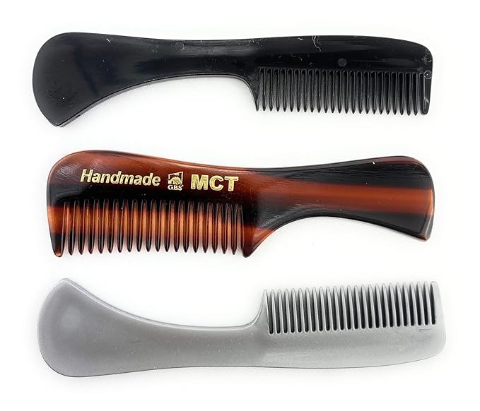 GENTS Mustache and Beard Styling Comb, pocket sized (Tortoise, Black, Grey, 3 Pack)