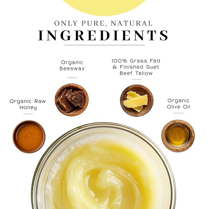 Vanman’s - Tiny Tallow and Honey Balm - Unscented Face Moisturizer with Grass-Fed/Finished Beef Tallow, Honey, and Vitamins A, K, D, E - 0.25 oz