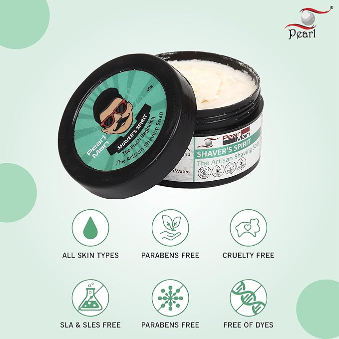 Pearl Shaving The Artisan Shaving Soap Shavers Spirit- Shave Soap for Men Smoothest Wet Shave Creates Perfect Lather -Moisturizes and Protects Skin