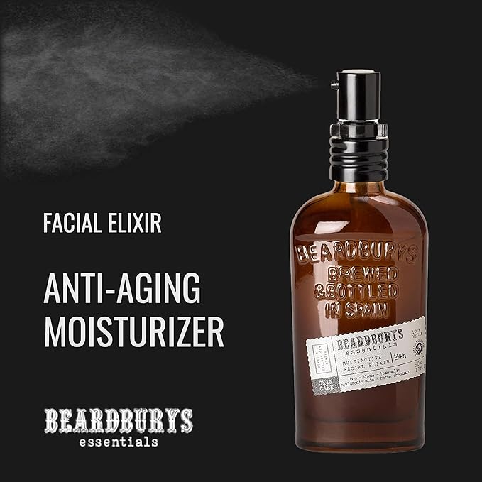 Beardburys Essentials Multi-Active Facial Elixir, Anti-Aging Moisturizer Natural Ingredients, Vegan Daily Facial Cream For Oily Dry and Sensitive Skin, 1,7 oz