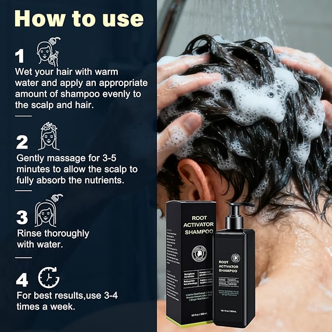 Root Activator Shampoo For Men - Hair Growth Shampoo for Hair Loss and Thinning Hair - 300 mL/10.1 fl oz