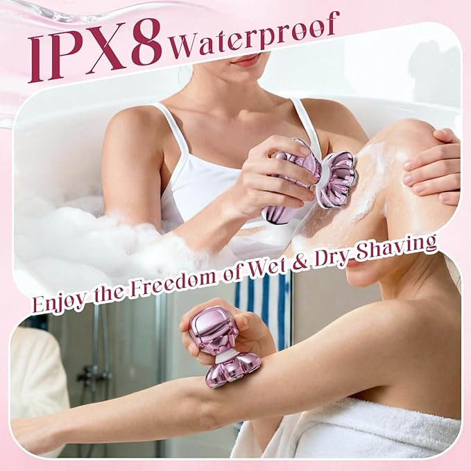 Electric Razors for Women - 7D Electric Shaver for Women, IPX8 Waterproof with USB-C Fast Charge, LED Display, 2 Speeds & Magnetic Heads, Valentines Day Gifts for her