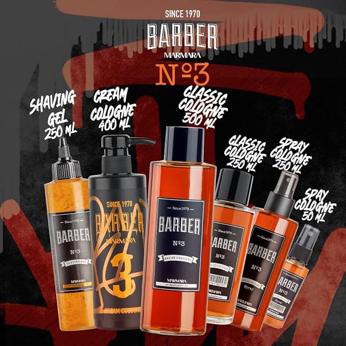 Marmara Barber Cologne - Best Choice of Modern Barbers and Traditional Shaving Fans Glass Bottle (500 ml, No3)