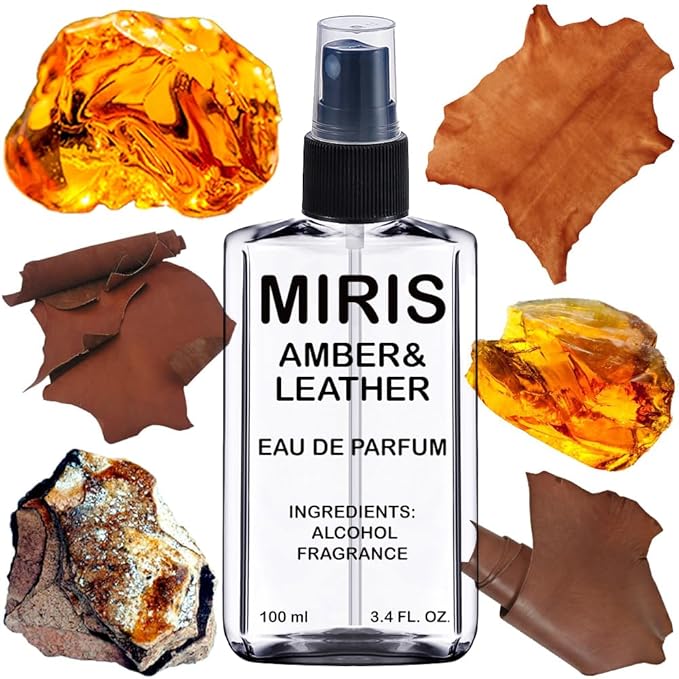 MIRIS Amber & Leather, Long-Lasting Unisex Eau de Parfum for Women & Men, Spray 3.4 Fl Oz / 100 ml