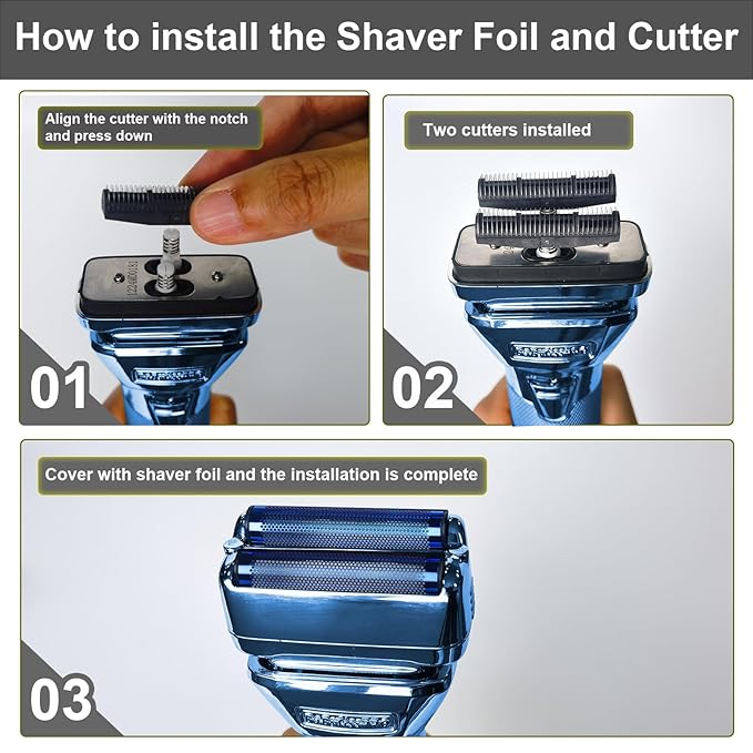 Shaver Replacement Foil and Cutter，Compatible with BaBylissPRO FXONE BLUEFX Double Foil Stick Shaver,BLUE