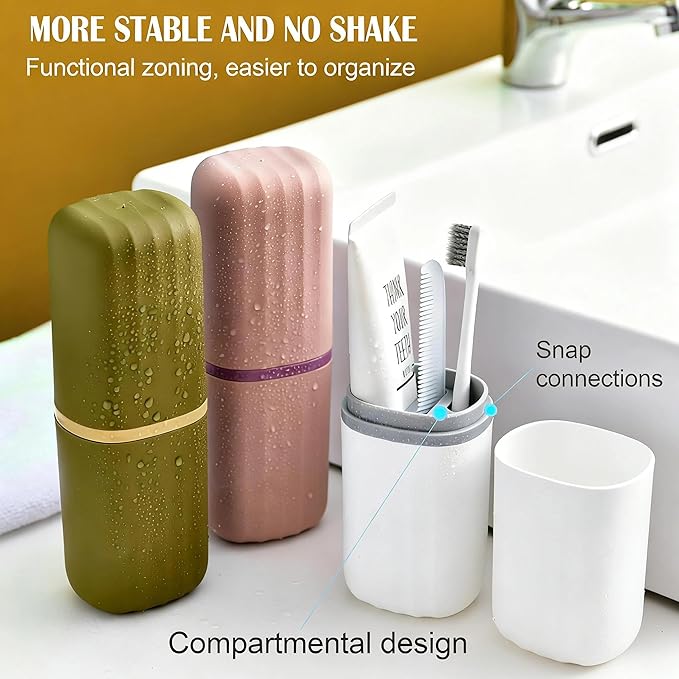 Toothbrush Travel Case, Portable Travel Toothbrush Holder with Rinse Cup, Dustproof Travel Toothbrush Toothpaste Container for Outdoor Camping, Hiking, School, Business Trip