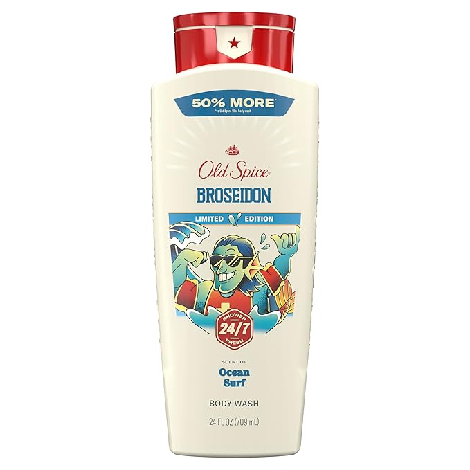 Old Spice Body Wash for Men, Summerdudes, 24/7 Shower Fresh with Daily Use, Long Lasting Scent, Cleanse & Refresh Skin, VIP Festival Experience, Broseidon with Ocean Surf Scent, 24 oz