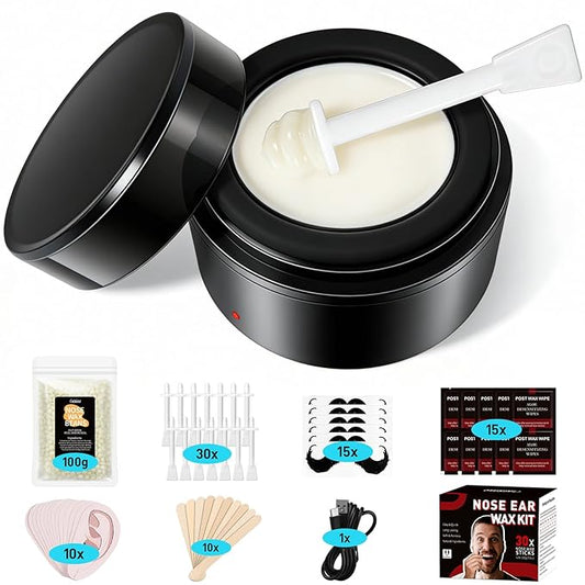 Galdino Nose Wax Kit Men & Women, Nose Hair Wax Kit With 30 Sticks, Painless Nose & Ear Hair Removal, Usb Fast Heat Mini Wax pot, Smart Constant Temp