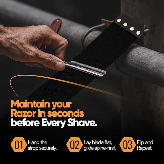 Leather Strop for Sharpening Straight Razors & Knives - Shaving Leather Strap Straight Edge Razor Double Sided Raw Cowhide Leather with Canvas For Honing Sharp Knife Razor Blades 3” Wide Stropping Kit